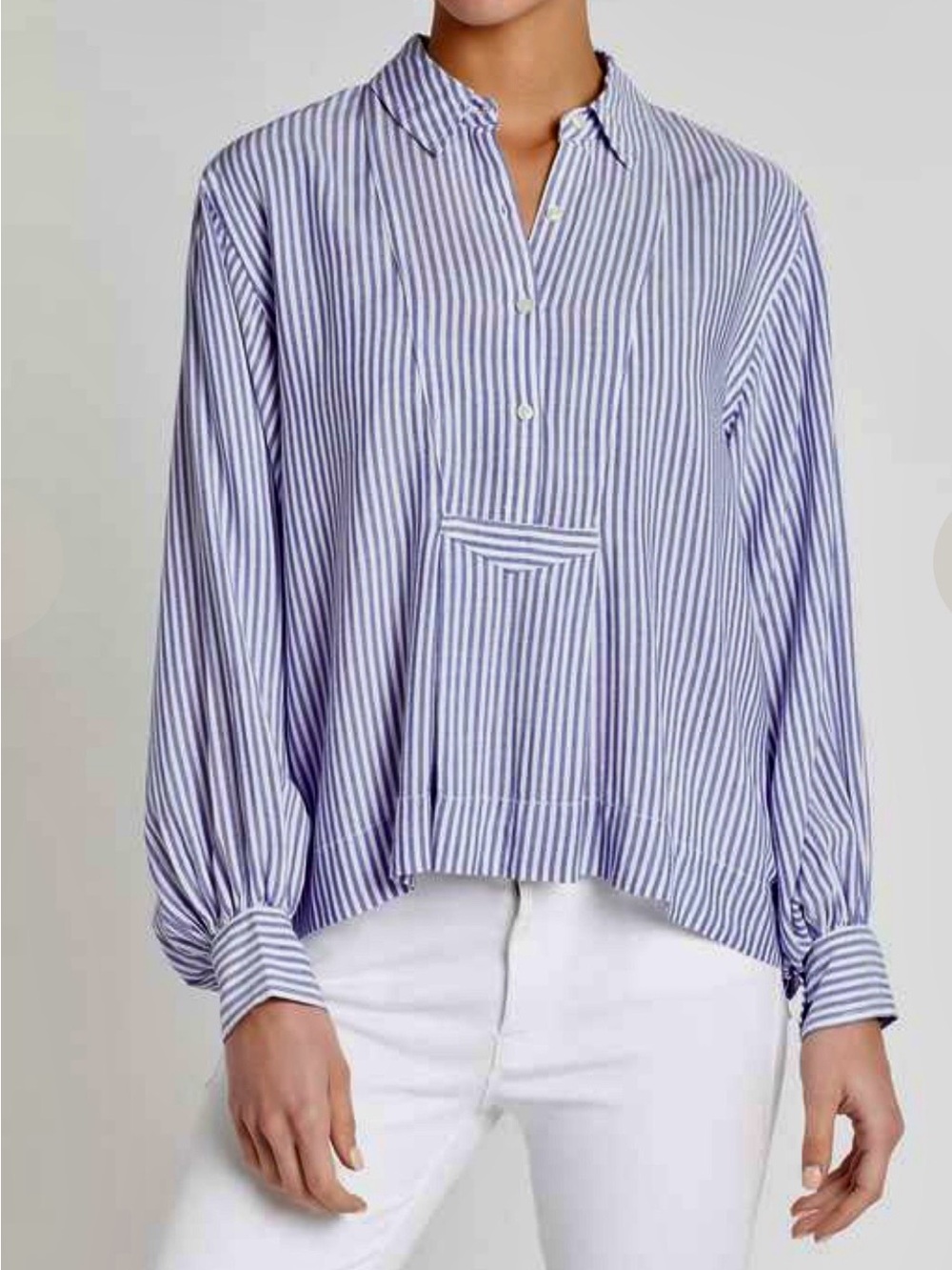 Current/Elliott Emmy Striped Relaxed Popover Shirt